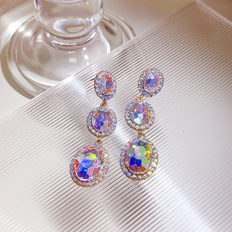Wholesale Vintage Rhinestone Oval Exaggerated Alloy Earrings