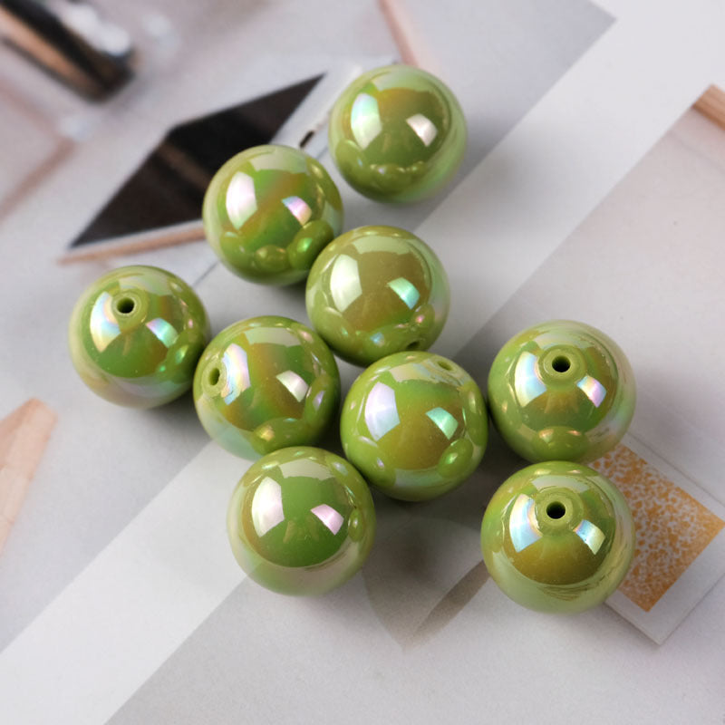 Wholesale 100PCS/PACK Colorful Straight Hole Colorful Plated ab Acrylic Round Beads