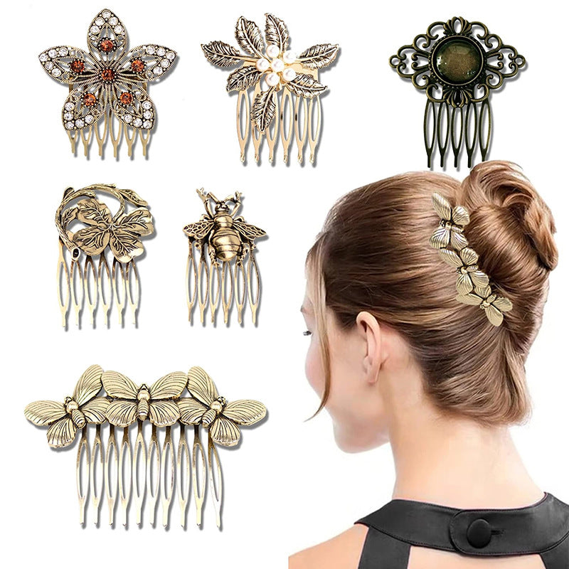 Wholesale Leaves and Pearl Alloy Hair Clips