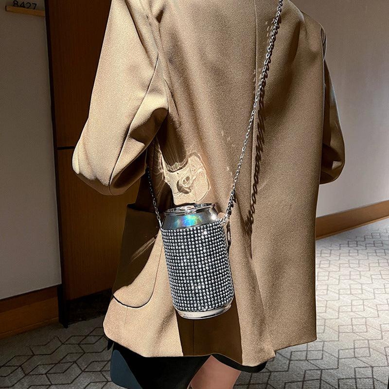 Wholesale PVC Pop Can Bag Bright Diamond Chain Bag