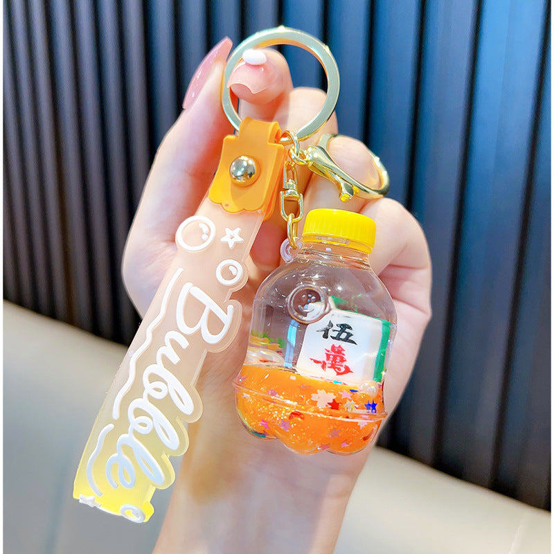 Wholesale Acrylic Into Oil Liquid Milk Tea Cup Mahjong Keychain