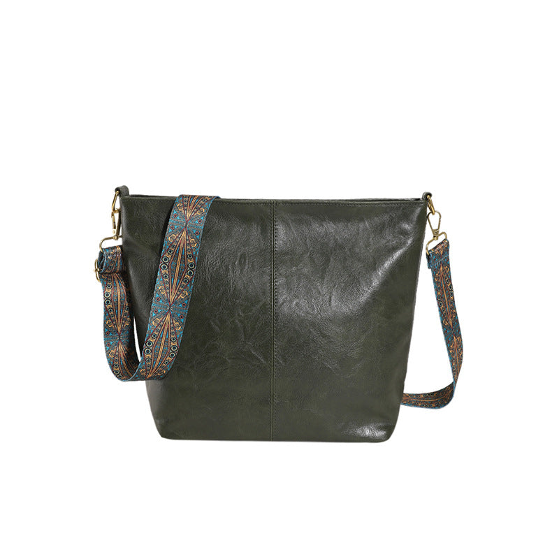 Wholesale PU Retro Wide Shoulder Strap Single Shoulder Bag Crossbody Bag