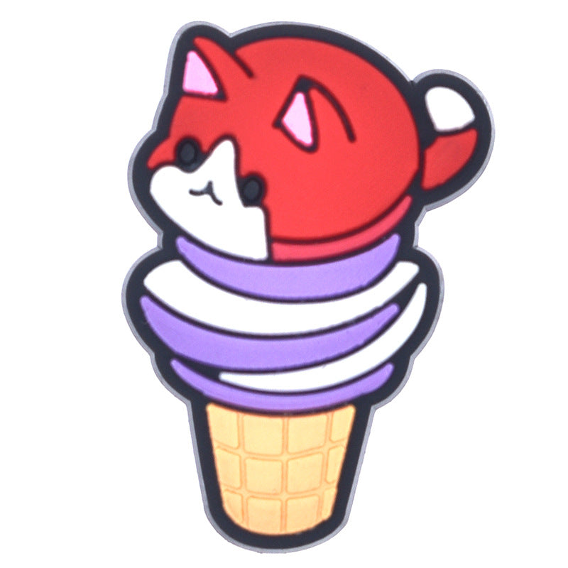 Wholesale 100PCS PVC Cartoon Animal Ice Cream DIY Shoe Buckle