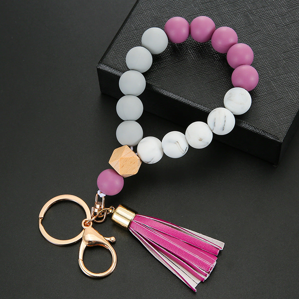 Wholesale Colorful Silicone Beaded Wrist Keychain
