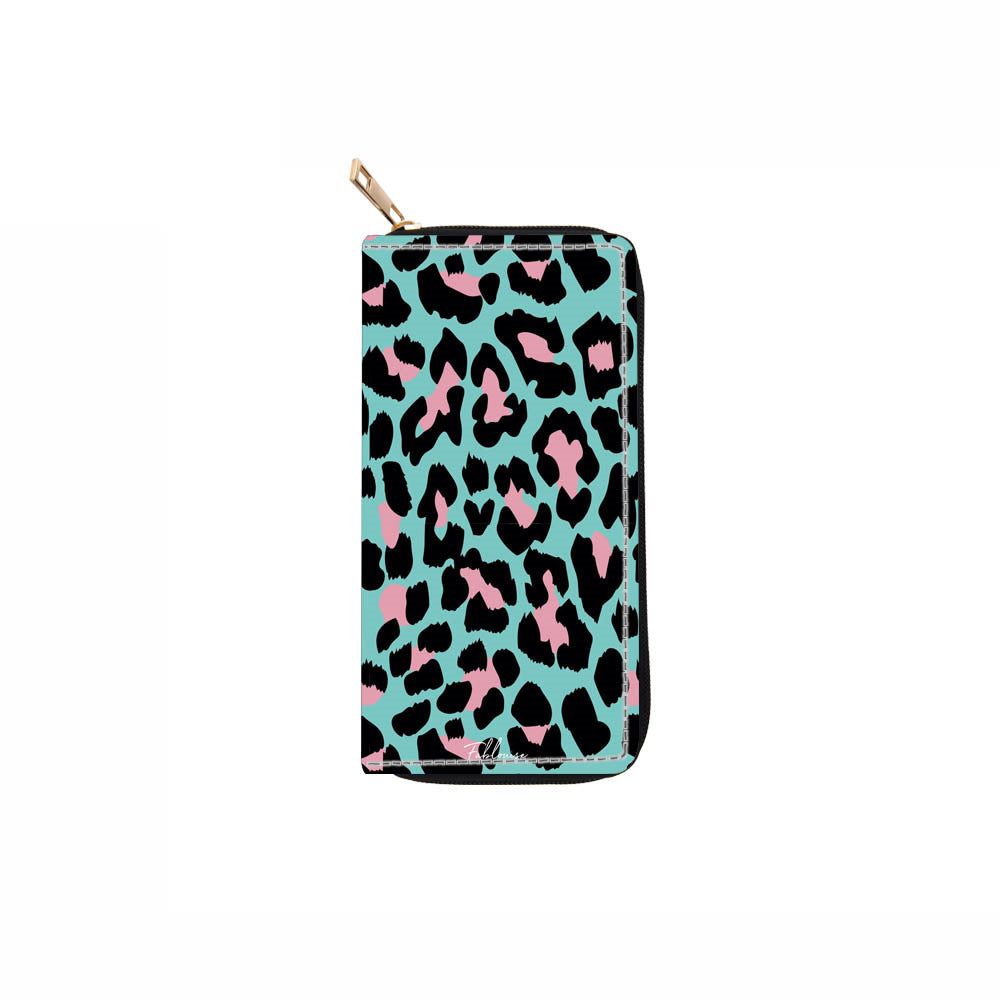 Wholesale Colorful Snake Leopard Pattern Long PU Zipper Wallet