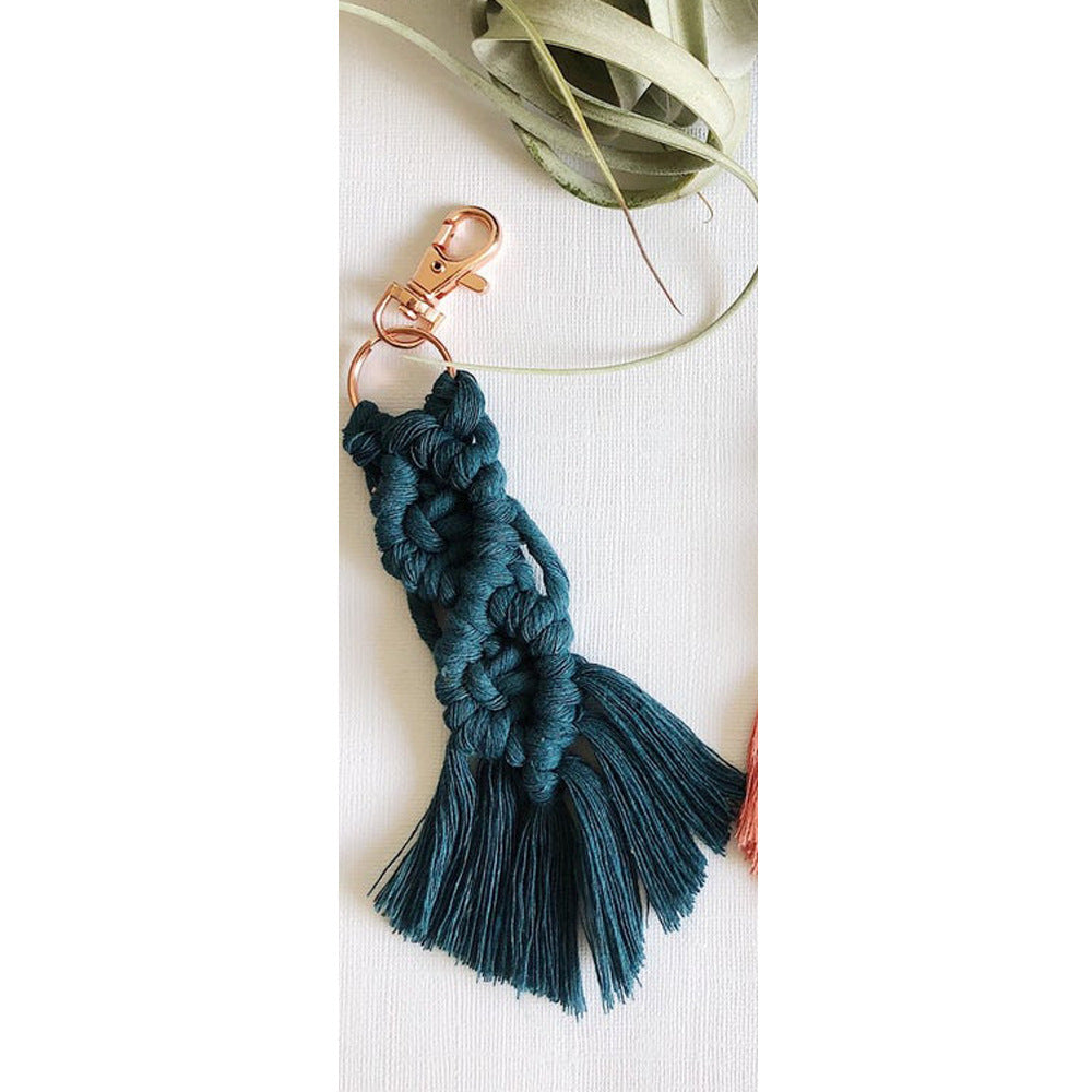 Venta al por mayor Llavero tejido a mano de metal con cordón