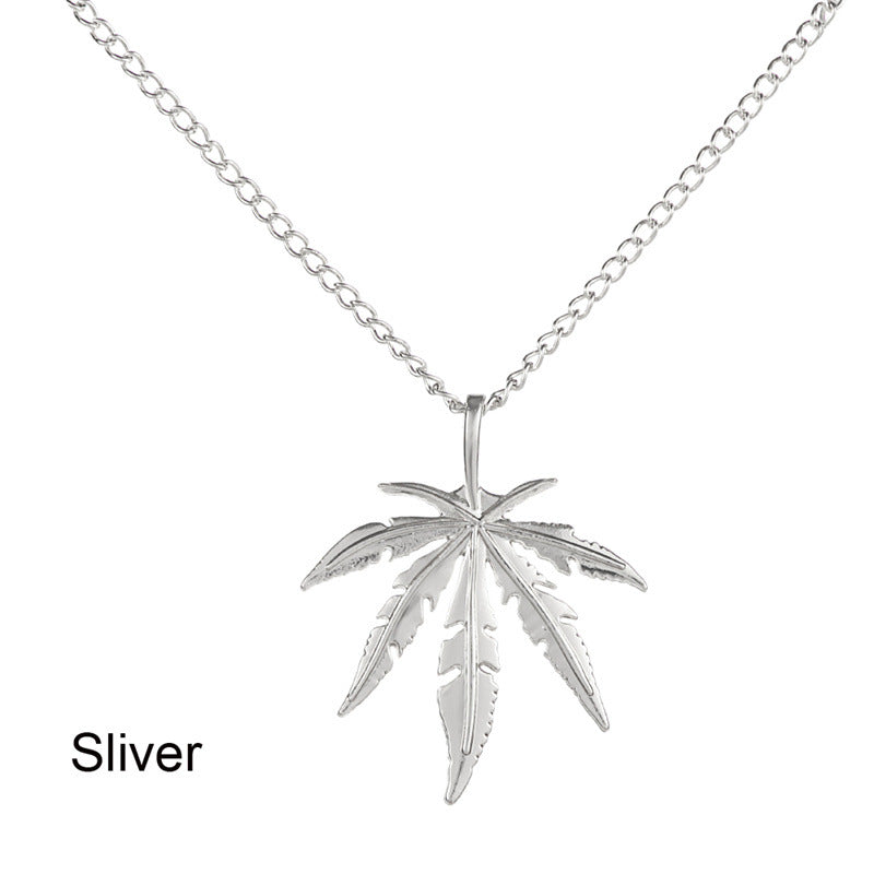 Wholesale Titanium Steel Maple Leaf Men's Metal Necklaces