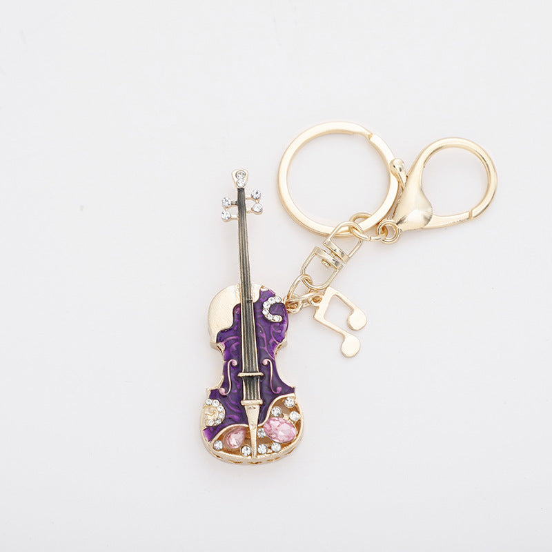 Wholesale Zinc Alloy Metal Diamond Keychain for Guitar
