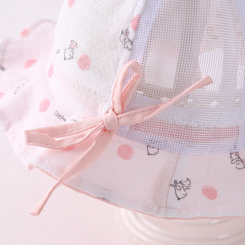 Wholesale Polka Dot Puppy Print Mesh Kids Cotton Bucket Hat
