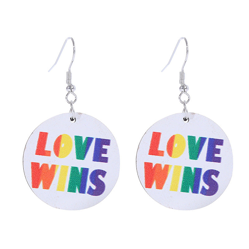 Wholesale Rainbow LGBT Collection Wood Earrings