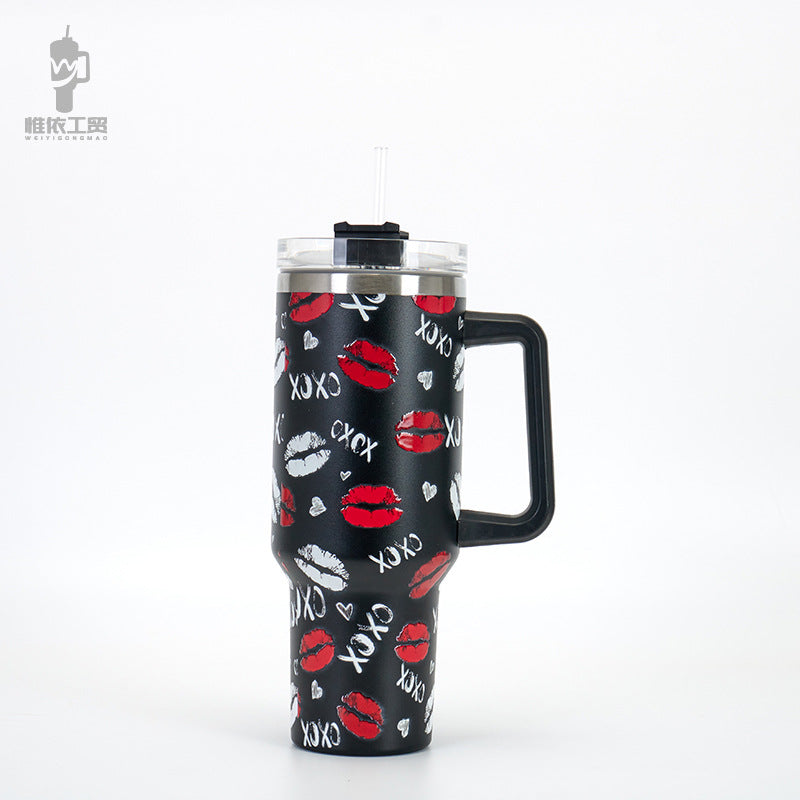 Wholesale 40oz Stainless Steel Western Style Aztec Leopard Print Car Straw Cup Ice Bullies Cup