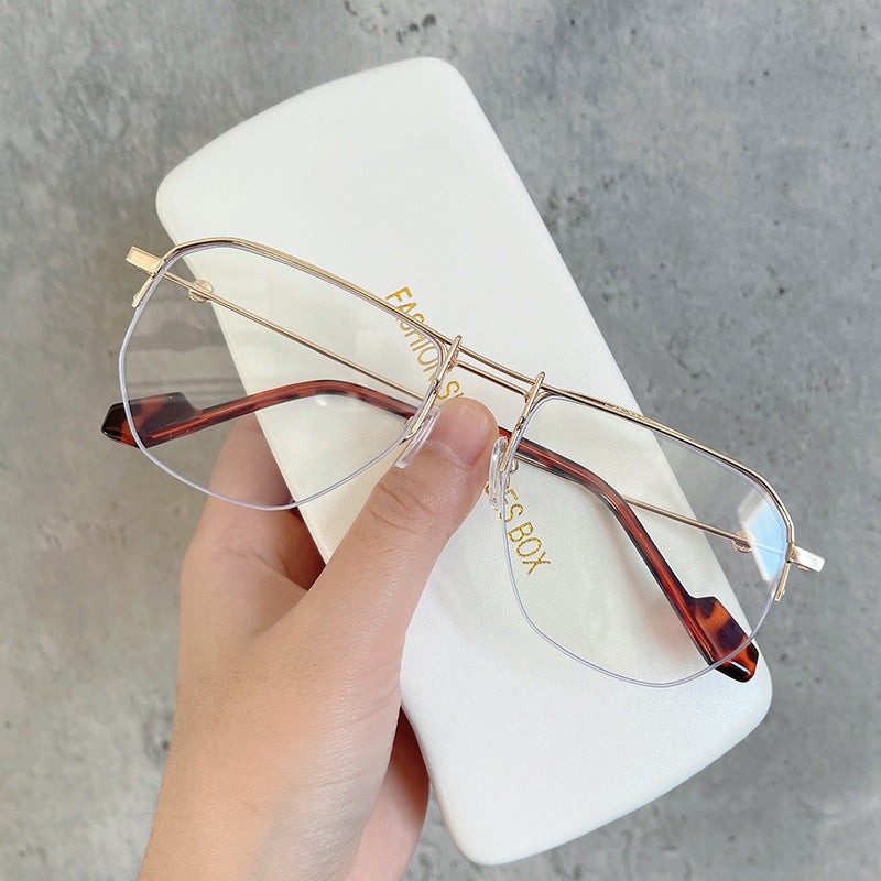 Wholesale Metal Half Frame Polygon PC Sunglasses