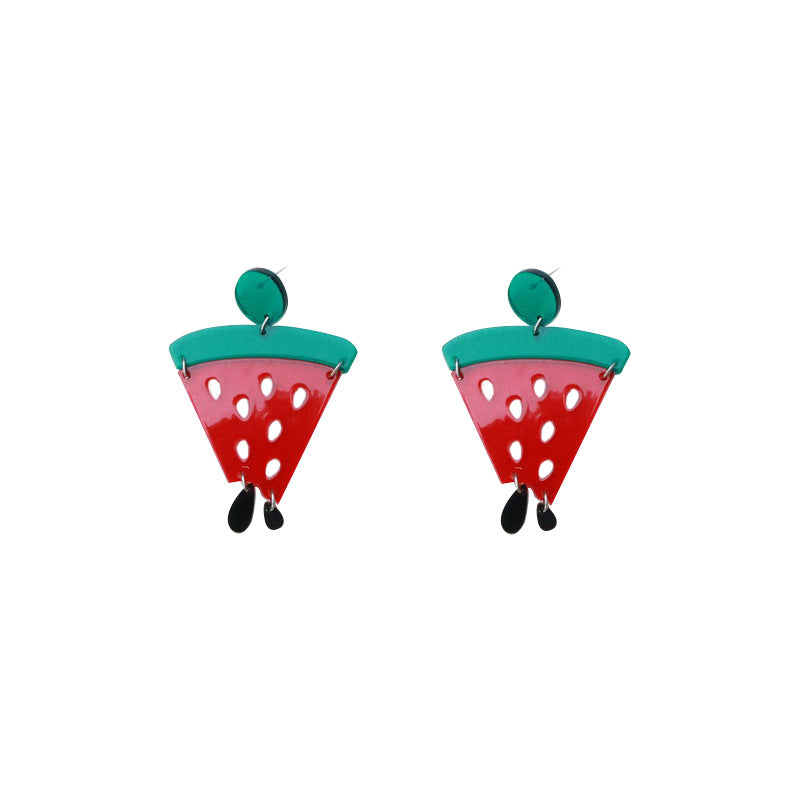 Wholesale Acrylic Watermelon Earrings Fruit Funny