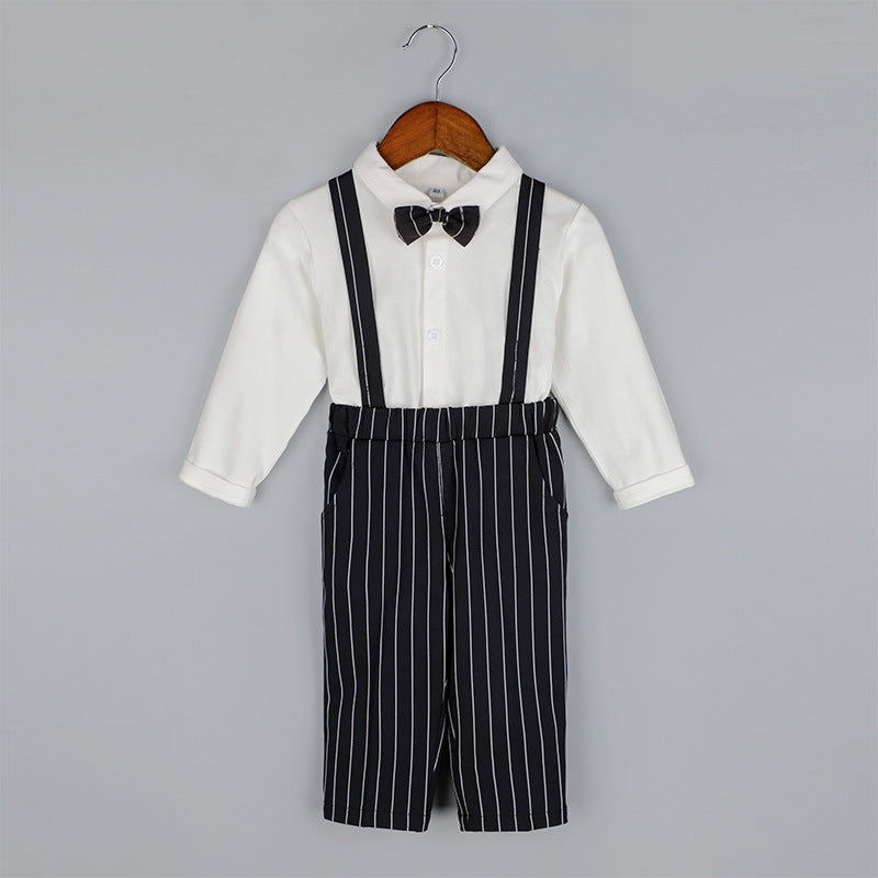 Wholesale Children's Cotton Short Sleeved Shoulder Belt Pants Set