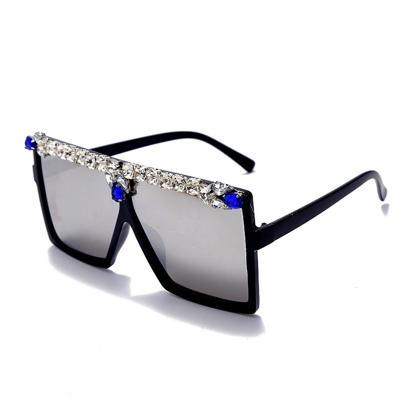 Wholesale Diamond Inlaid Square Large Frame PC Sunglasses