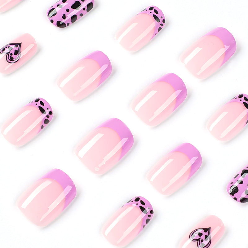 Wholesale Purple Heart Leopard Print Nail Stickers