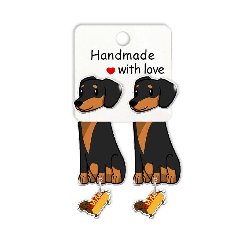 Wholesale Cartoon Cute Animal Dachshund Acrylic Earrings