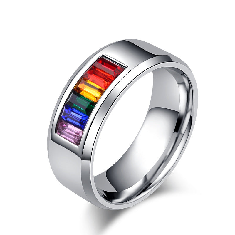 Venta al por mayor Anillos De Acero De Titanio Arco Iris LGBT