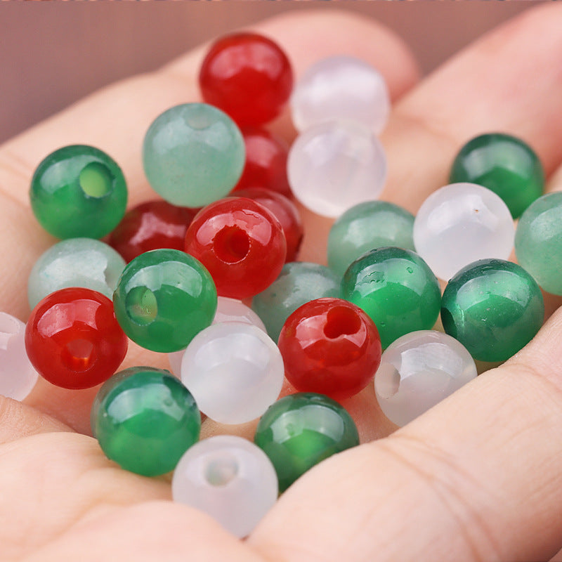 Wholesale 8MM Large Hole Red White Green Onyx Beads