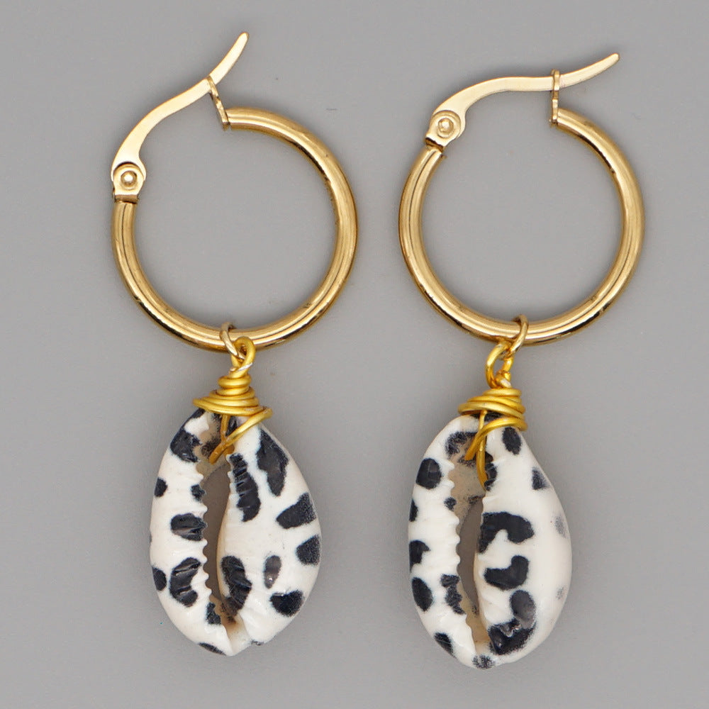 Wholesale Jewelry Bohemian Leopard Print Shell Earrings