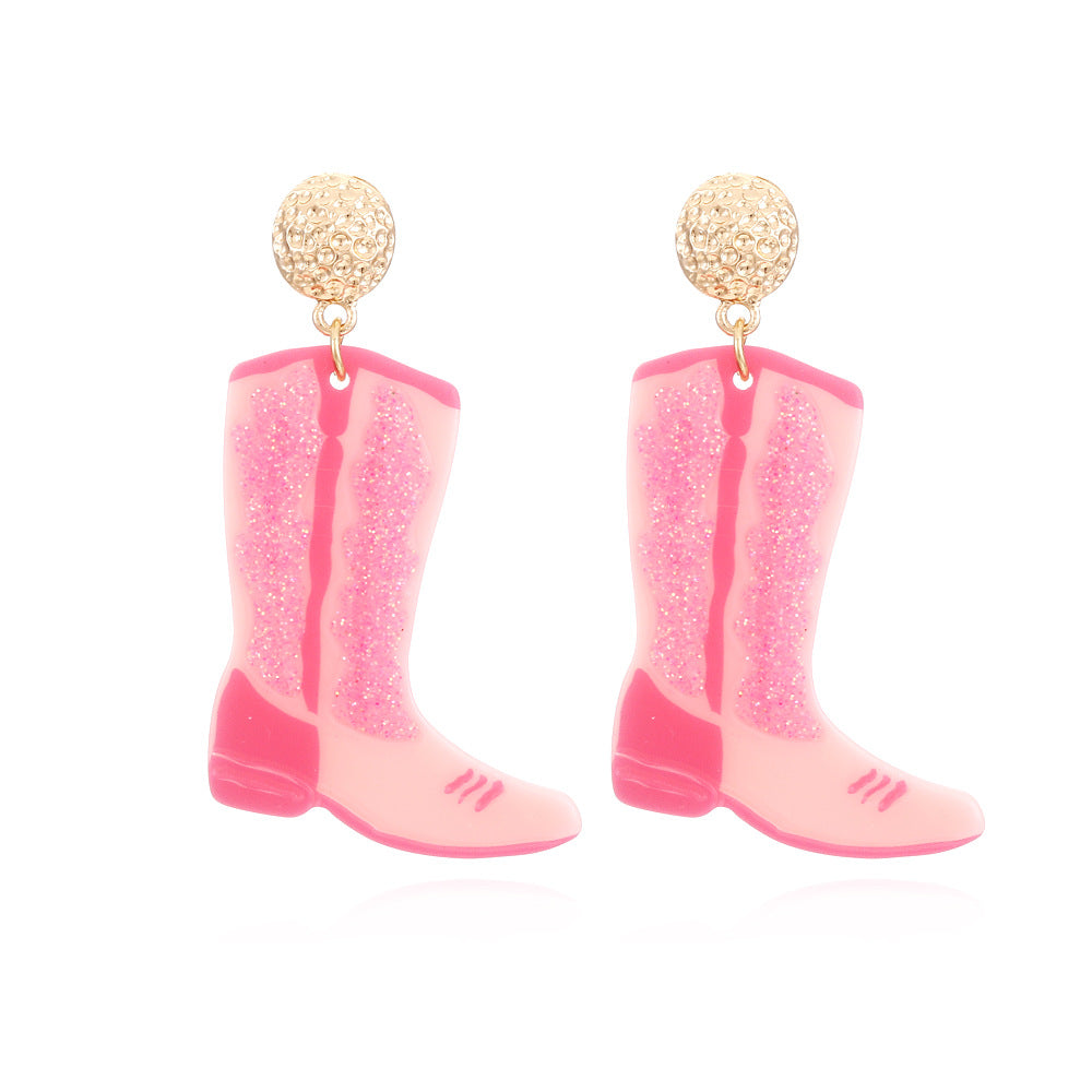Wholesale Colored Acrylic Cowboy Boots Earrings