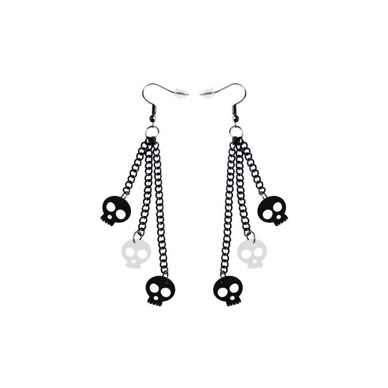 Wholesale Wholesale Halloween Acrylic Black Chain Bat Skeleton Spider Pumpkin Coffin BOO Ghost Earrings