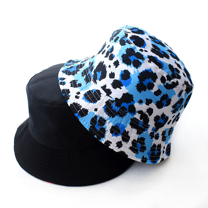Sombrero de cubo reversible de estampado de leopardo de poliéster al por mayor