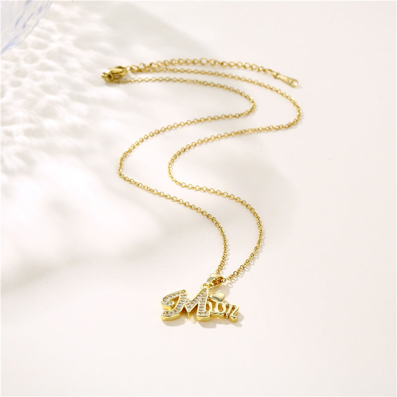 Wholesale Mother's Day Gift Stainless Steel Alphabet MOM Necklace