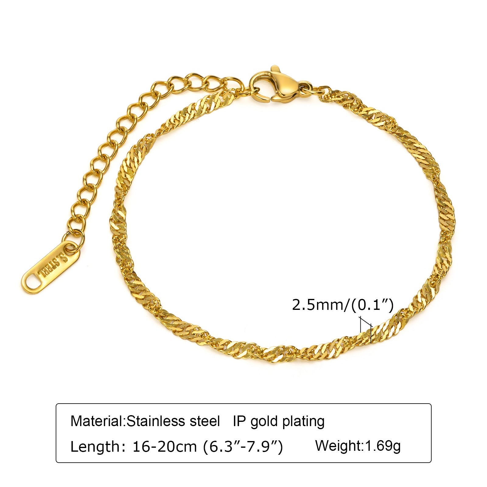 Wholesale Stainless Steel Gold Stacking Bracelet