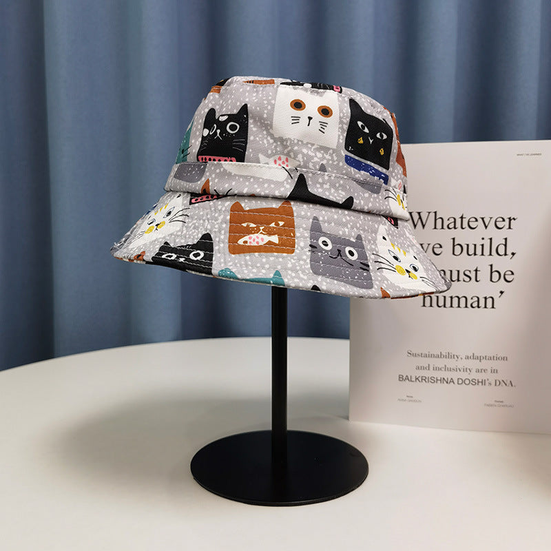 Wholesale Polyester Printed Cartoon Kitten Bucket Hat