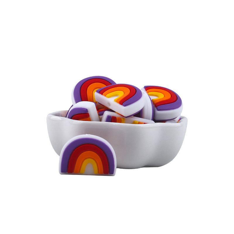 Wholesale 3PCS 2.5CM Rainbow Silicone Beads