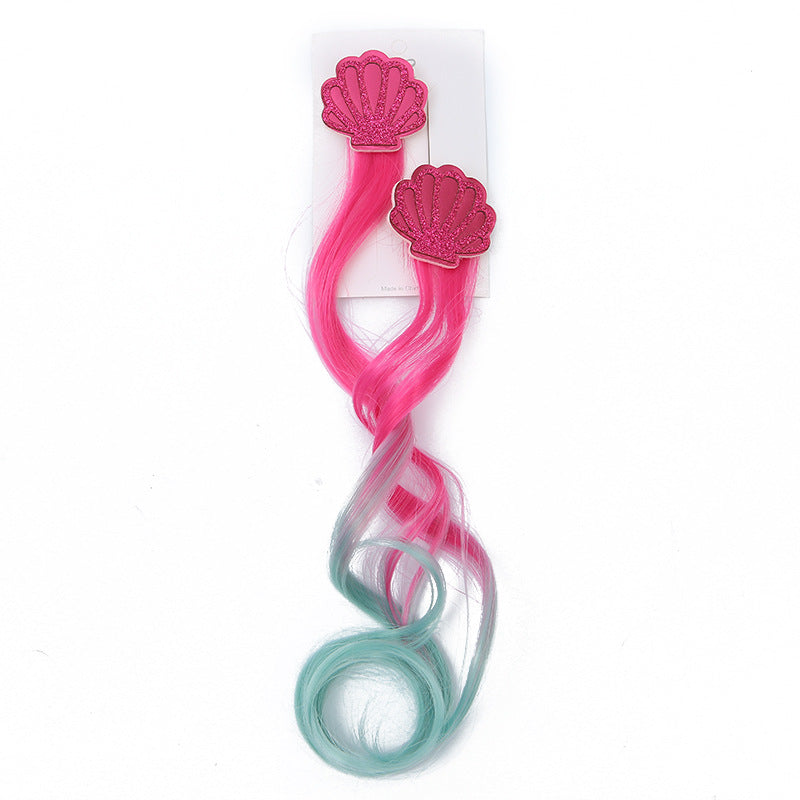 Wholesale Mermaid Color Gradient Wig Fabric Hair Clips