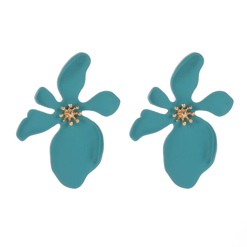 Wholesale 3D Flower Alloy Earrings