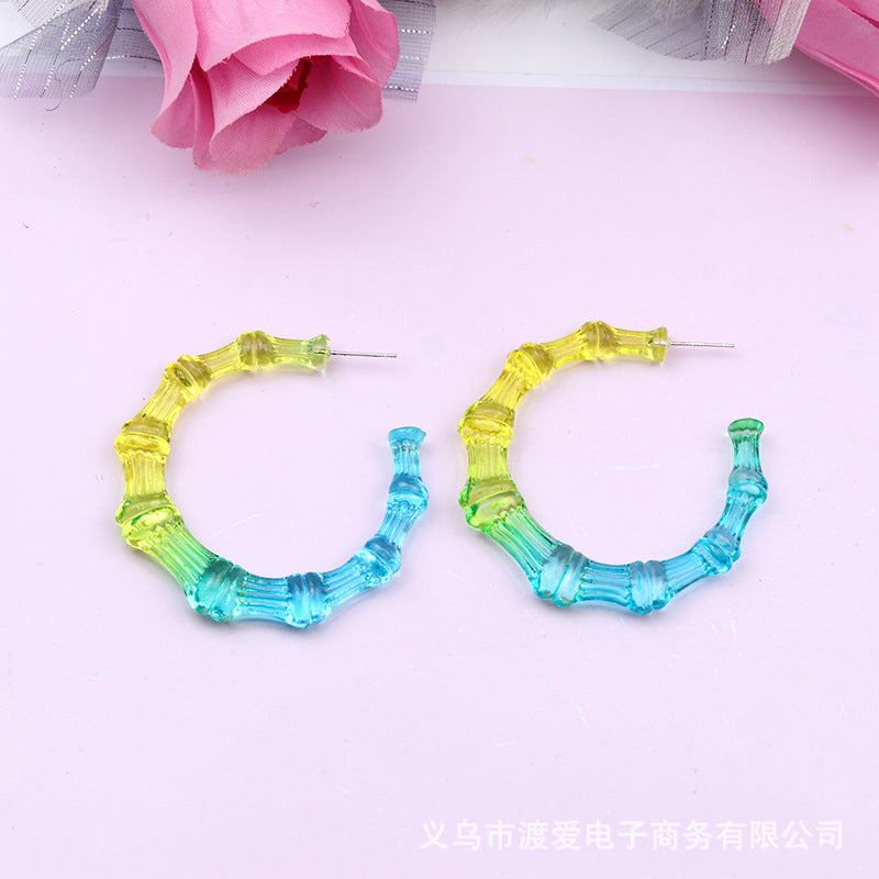 Wholesale Color Contrast Painted Slub Acrylic Earrings
