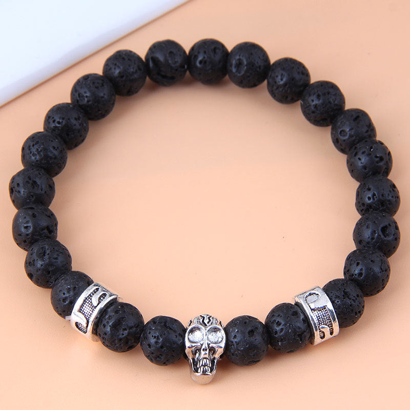 Wholesale Metal Owl Lava Stone Bracelet