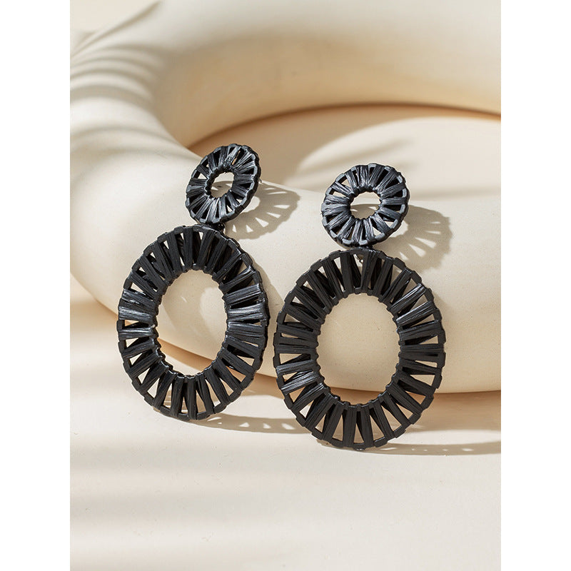 Wholesale Colorful Raffia Alloy Earrings