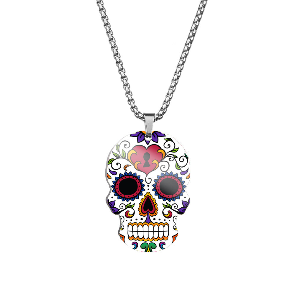 Wholesale Skull Colorful Titanium Necklace