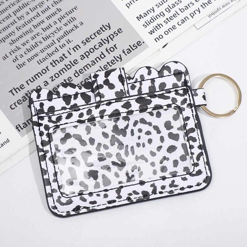 Llavero de tallador de cartas de girasol leopardo de cuero al por mayor