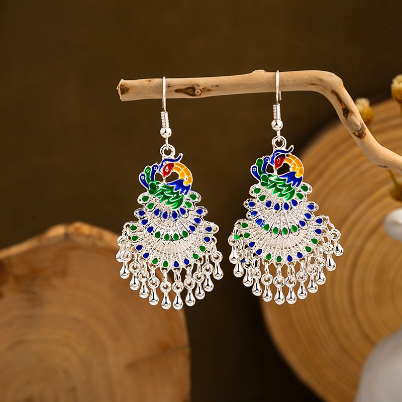Wholesale Blue Peacock Alloy Earrings