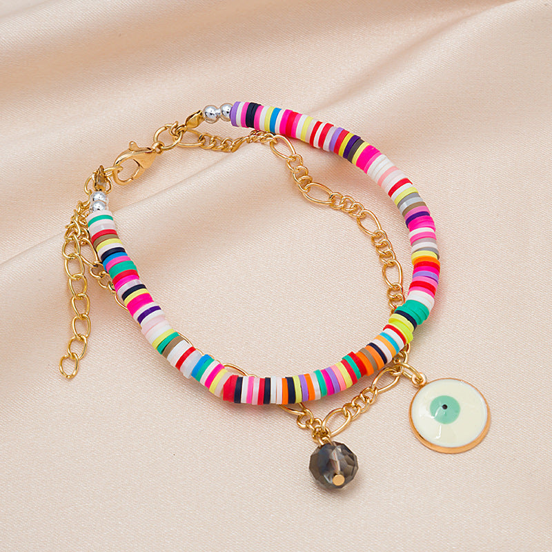 Wholesale Bohemian Colored Clay Multilayered Bracelet