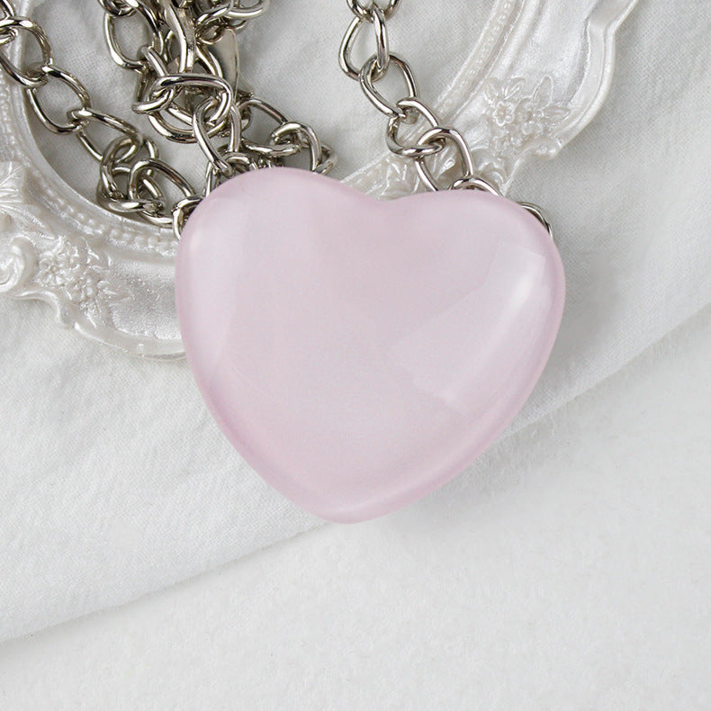 Soporte de teléfono de vidrio de corazón pequeño de melocotón al por mayor