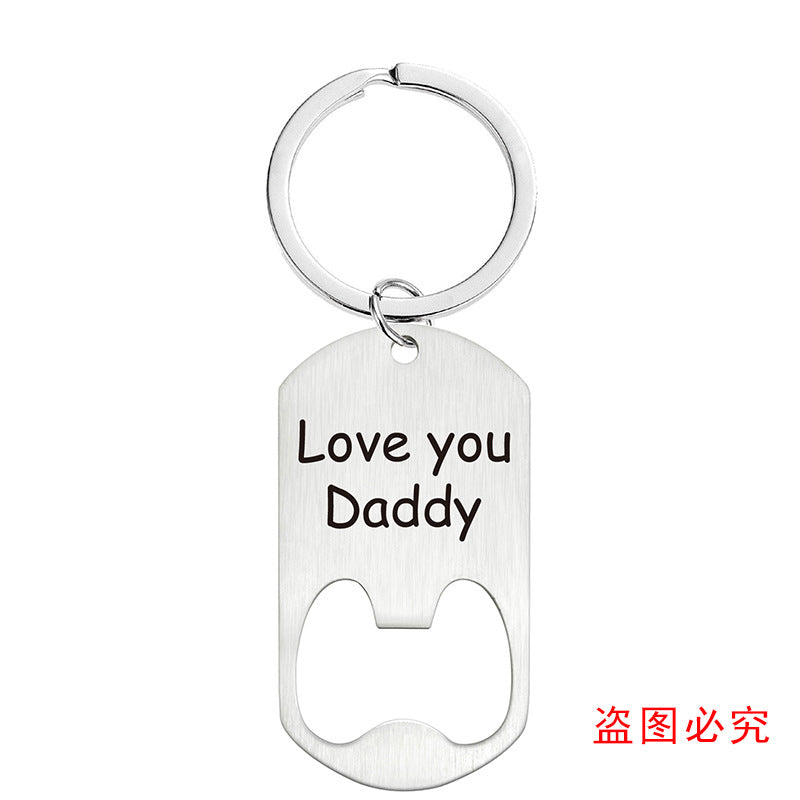 Wholesale Father's Day Gift Lettering Metal Bottle Opener Keychain