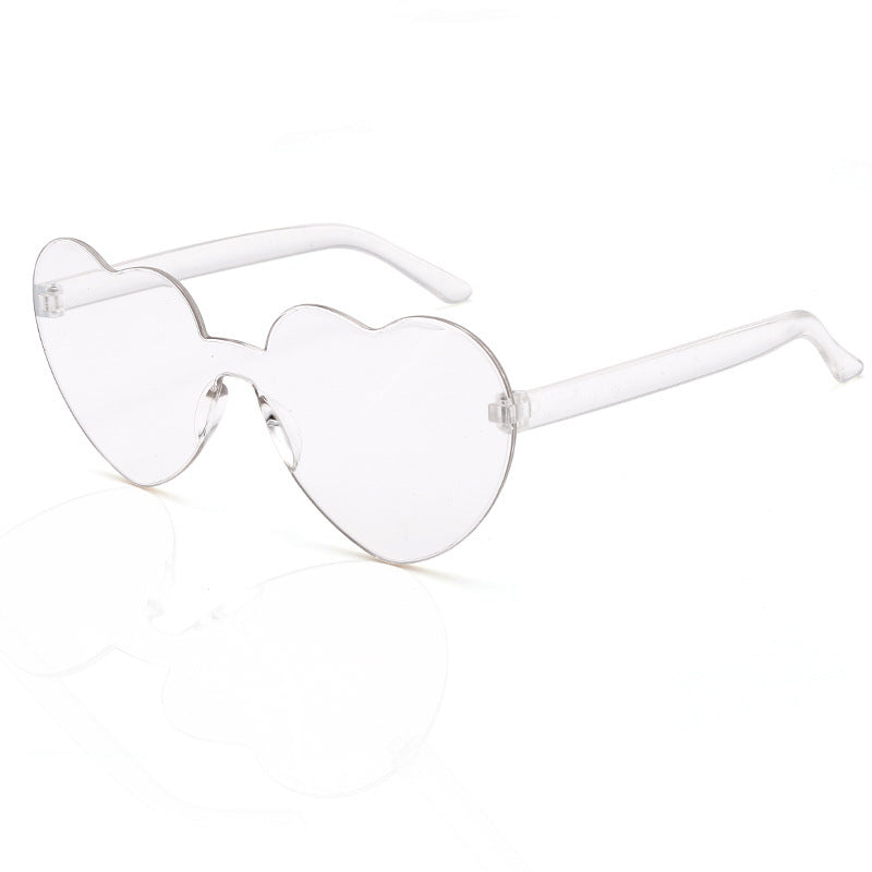 Wholesale Plastic Rimless Heart Shaped One Piece Sunglasses Kids Glasses
