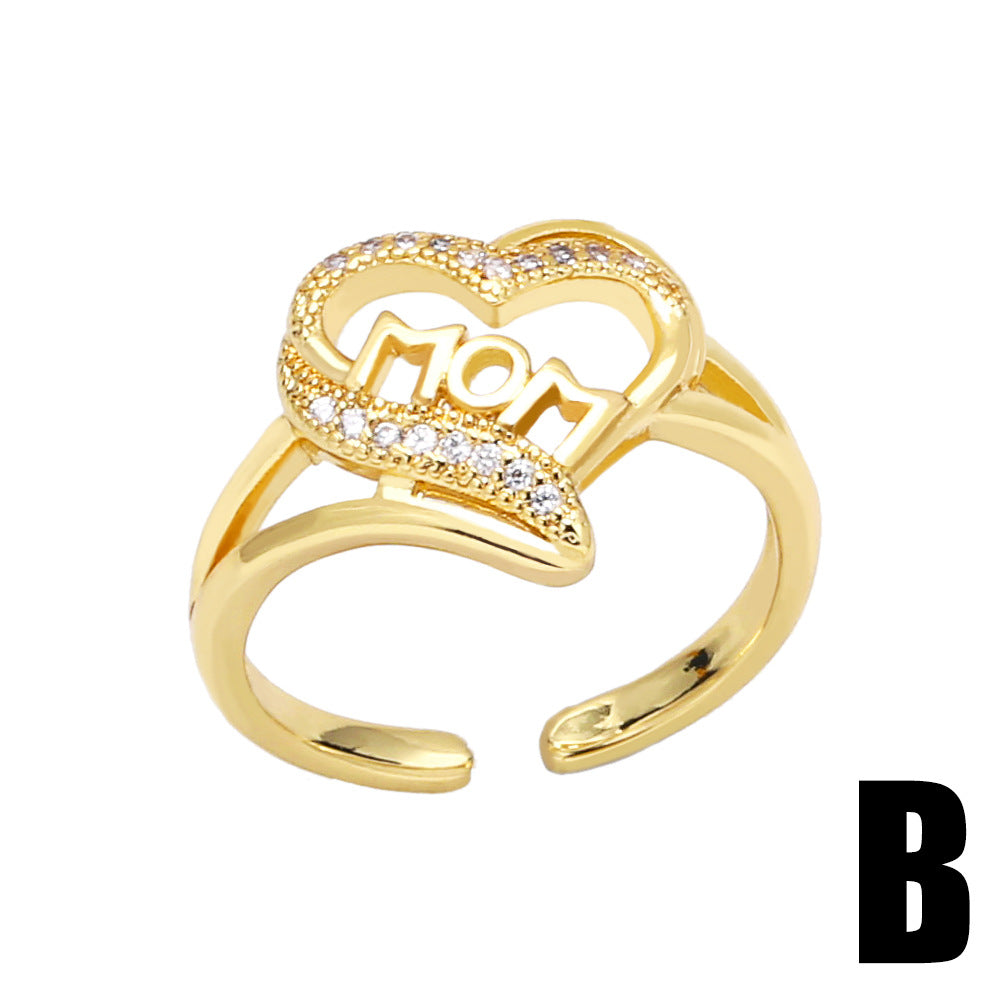 Wholesale Jewelry Gold Plated Mother's Day Copper Rings