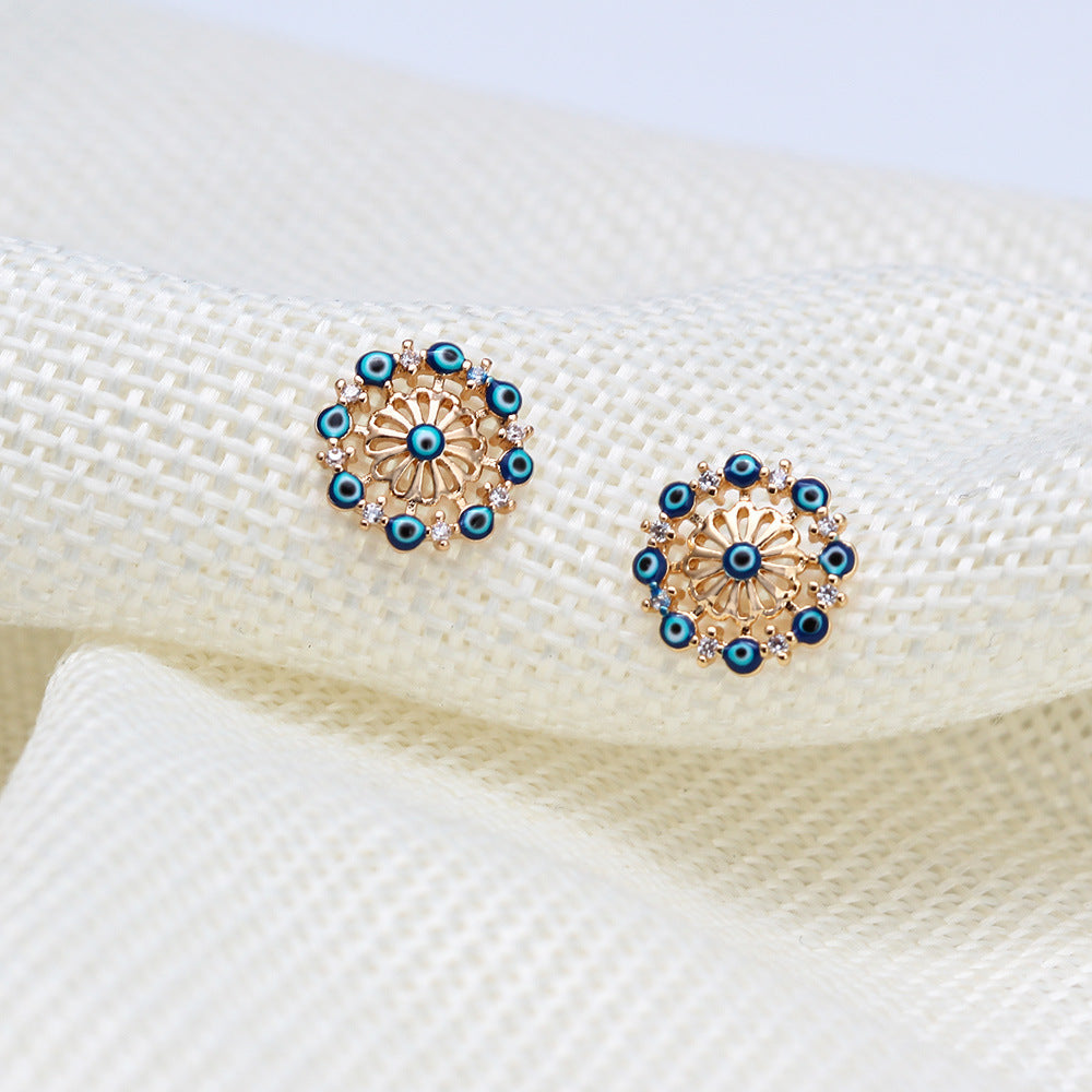 Pendientes De Cobre De Ojo De Diablo Chapado En Oro al por mayor