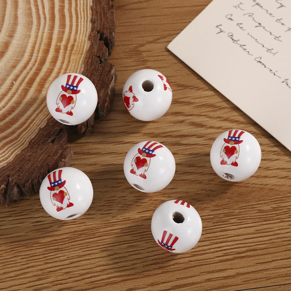 Cuentas al por mayor de 500 piezas de 16 mm American Flag Hewood