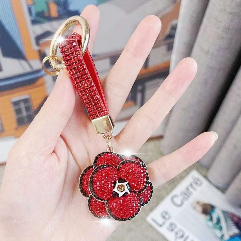 Wholesale Diamond Studded Flower Zinc Alloy Key Chain