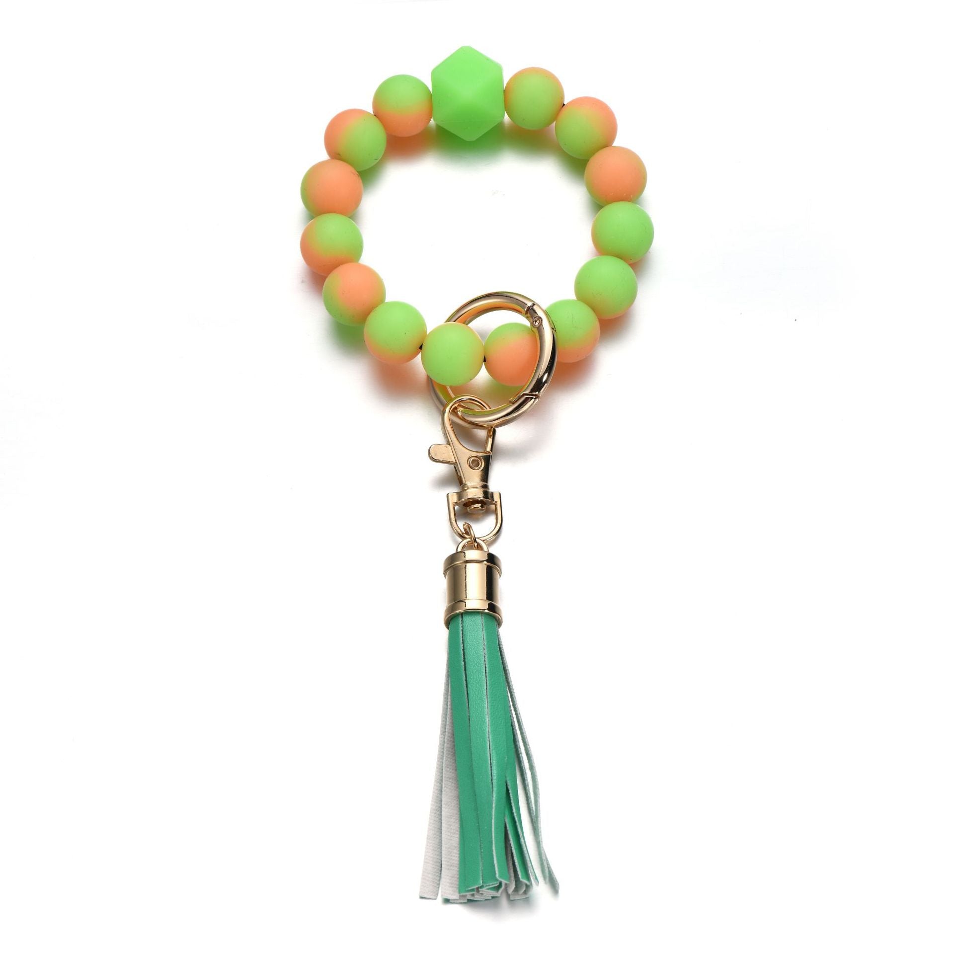 Wholesale Luminous Color Silicone Beaded Tassel Wrist Keychain