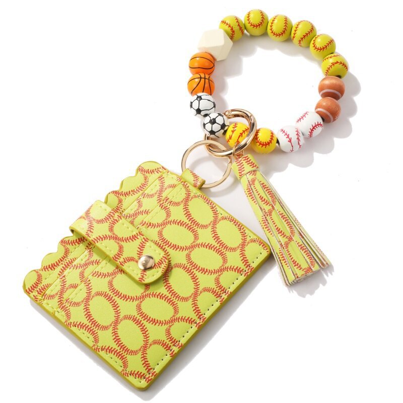 Wholesale Tassel Card Bag Silicone Beaded Wrist Key Chain