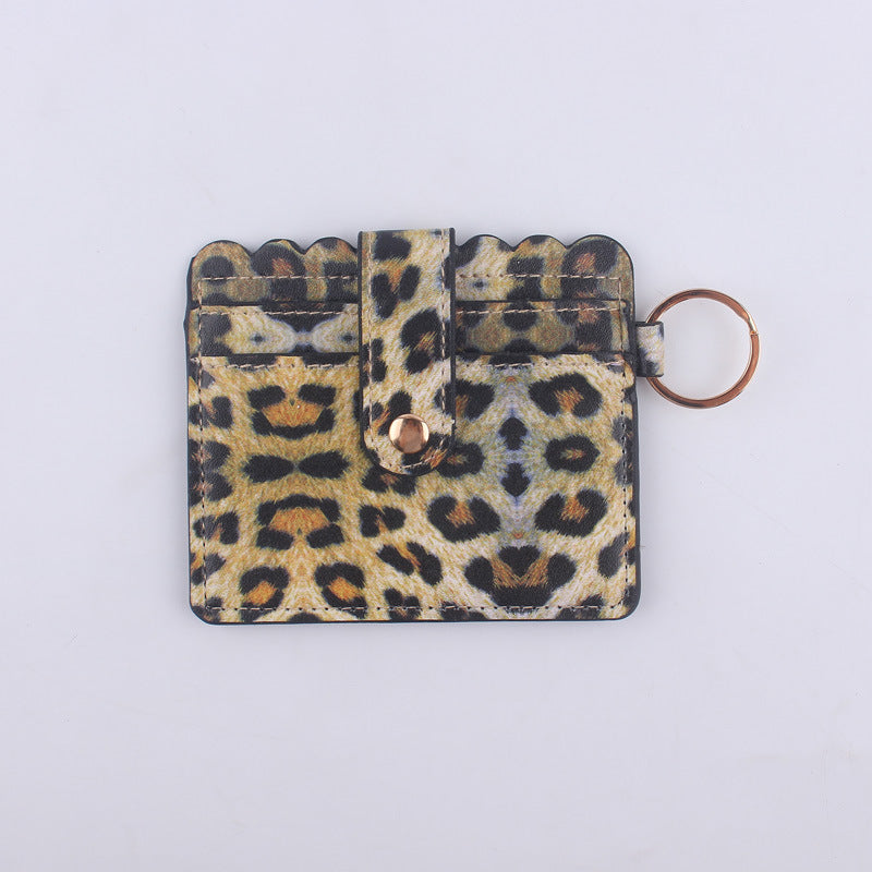 Wholesale Leopard Print Cow Print ID Case PU Leather Card Holder Keychain Coin Purse